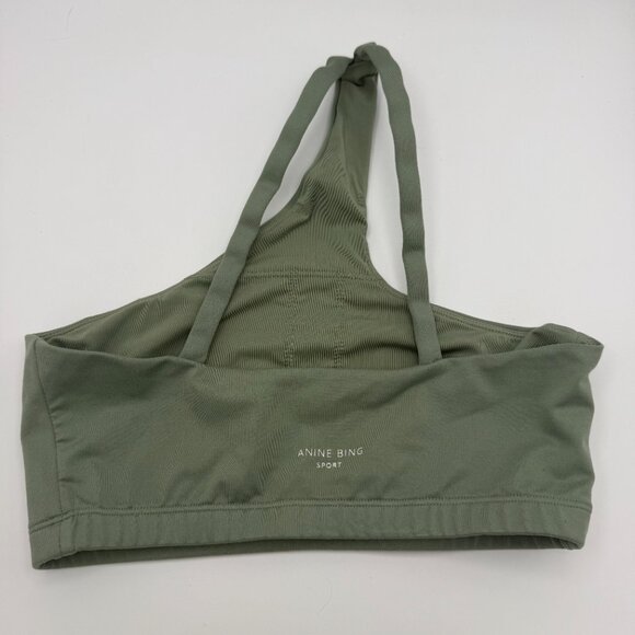 Anine Bing Sports Bra Jules Asymmetrical Design Artichoke Green XS - Picture 8 of 9